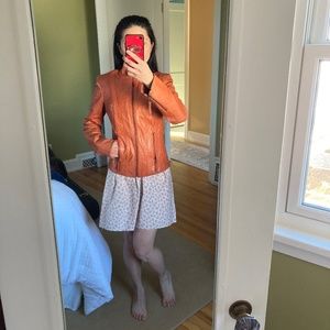 Danier burnt orange tan genuine leather jacket XXS zippered pockets